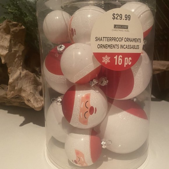 Christmas Ornaments Santa 16pc Shatterprof - Picture 2 of 3